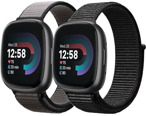 für Fitbit Versa 4 Armband Damen Herren,Nylon Ersatzarmbänder für Fitbit Versa 3 Armband/Fitbit Sense 2 Armband/Fitbit Sense Armband,Nylonarmband Damen Herren,Verstellbares Sport Loop Armband