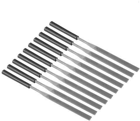 CoCud Lima a Ago Piana, Dimensione Asta 0,16, Lunghezza Totale 6,3, Lime Raspe in Acciaio con Manico Antiscivolo - (Applicazioni: per Officine), 10 Pezzi
