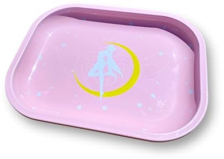 KOZUKI Pink Anime Decorative Tray, Premium Metal, Gold Plating, Pink Serving Tray, Anime Table Tray (Name of Moon S)