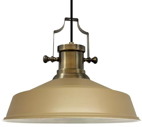 bamyum Asletl Hängelampe Industrial aus Metall Ø41 cm, Küchenlampe Vintage, Hängelampe Esstisch E27, Wohnzimmerlampe Hängend Vintage, Pendelleuchte Esstisch und Wohnzimmer, Pendelleuchte Beige