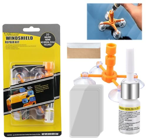 Windshield Repair Kit, Car Windscreen Repair Kit, Windshield Crack Repair Kit, Car Glass Repair Kit For Crack, Chips, Half-Moon Cracks, Bulls-Eye And Star-Shaped Crack, Repair By Yourself Easily
