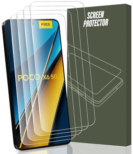 Gelaasso 4 Piezas Protector de Pantalla para Xiaomi Poco X6 5G, Cristal Templado 9H Anti-Rayaduras, Transparente HD Cristal Templado para Xiaomi Poco X6 5G