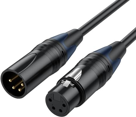 Hanprmeee 5M XLR 4 Pin Male to XLR 4 Pin Female Power Supply Cable, Balanced Extension Patch Cable for DSLR Camera, Monitor, Stage Lights, Mixers, Power Packs, Chargers