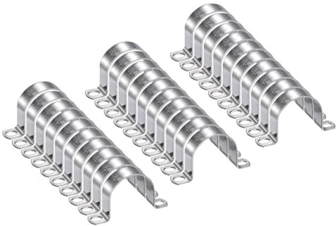 sourcing map 30pcs 2 Inch 50mm Conduit Clamps, M50 U Tube Pipe Clamp, Stainless Steel Rigid Pipe Strap, U Shaped Bracket with Two Hole for Pipe Tube Hose Wire Cord,Thick
