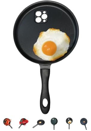 Frying Pan for Phone Case, Lobster Phone Case, Interesting Weird Phone Cases Fashion Trend Protective Case (Fried Egg Pan, for Phone 14)