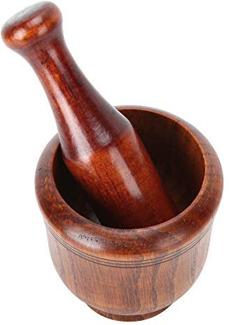 Ensemble D'ustensiles de Cuisine Mortier et Pilon en Bois, Bol de Broyage D'outils de Cuisine Faits à la Main, Hygiénique