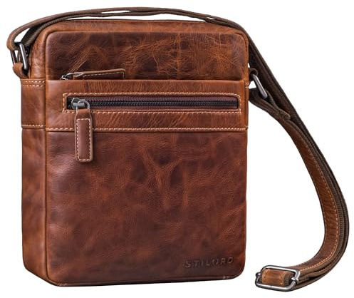STILORD 'Oli' Umhängetasche Herren Leder Mittel-Groß - Leder-Tasche Herren Echtleder - Messenger-Bag mit vielen Fächern - Männer Schultertasche für Tablet 10 Zoll, Farbe:salerno - braun