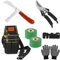 Coltello da Innesto, Cesoie per Giardino Kit Utensili per Innesto con Membrana Innestata Guanti da Giardinaggio, Forbice per Innesti e Potatura, Garden Grafting Tool per Alberi da Frutto/Pianta/Ramo
