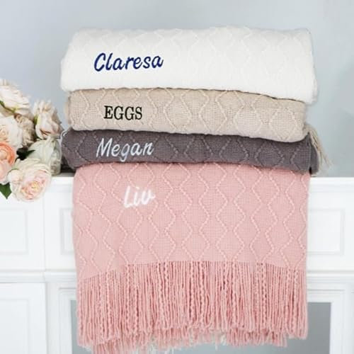 XFZDKJSD Personalisierte Überwurfdecke, individuell bestickte Decke mit Namen, personalisierte Decke (127 x 172 cm)