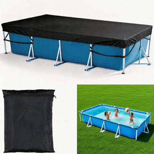 450 x 220 cm Poolabdeckung für Rechteckige Aufstellpools Solarabdeckung | Poolabdeckung mit integriertem Gummizug und starkem Gurtband-Fester Sitz und einfache Montage, verhindert Verrutschen
