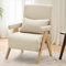 3-in-1-Umbausessel mit Schlaffunktion, umbaubares Schlafsofa, gepolsterter Klappsessel, Polstersitz, Loungesessel, Einzelbett, für Wohnzimmer, Schlafzimmer, Büro (Beige+Holz, 64*68.5*93cm)