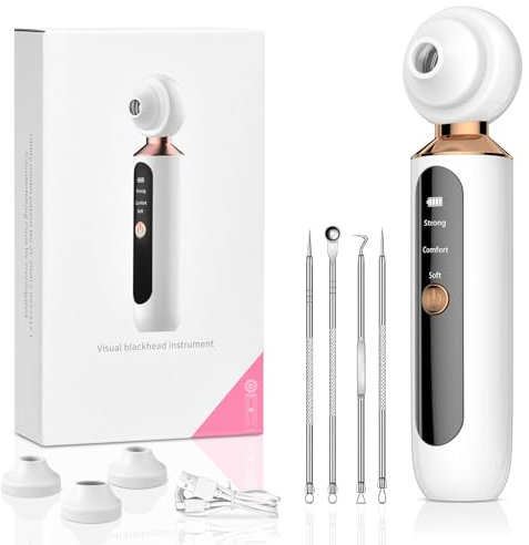 Koeutoze Limpiador de poros y espinillas, con lupa y lámpara LED, 3 modos, aspiradora de vacío para nariz, acné, limpieza facial, recargable para Blackhead Removedor de vacío
