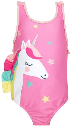 Harry Bear Girls Swimsuit | Unicorn Swimming Costume for Girls | Kids Swimsuit | Pink 4-5 Years