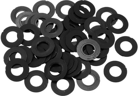 QUARKZMAN 60Pcs Rondelles Plates En Nylon M12 Rondelles Lisses 12mm ID 22mm OD 1mm Épais Entretoises En Plastique Pour Vis Boulons Réparation De Plomberie Robinet De Jardin, Noir