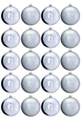 Christmas Tree World | 20 Silver Baubles | Shiny/Matte | 15cm | Indoor/Outdoor use