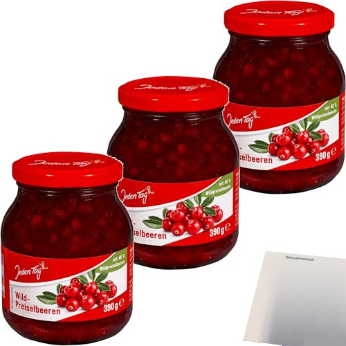 usy Bundle für Jeden Tag Wild-Preiselbeeren 3er Pack (3x390g Glas) + usy Block