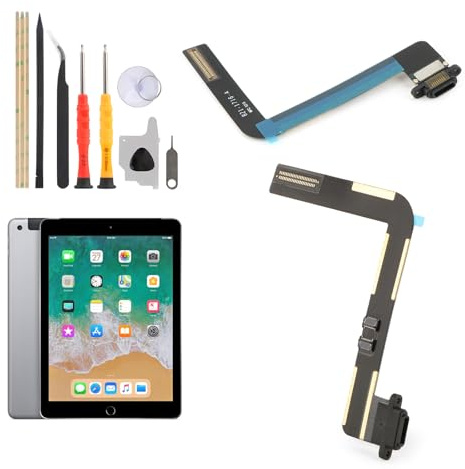 Dock Connector for iPad Air A1474 A1475/5 5th 9.7 2017 A1822 A1823/6 6th 2018 A1893 A1954 Charging Port Flex Cable Replacement for Air/5 5th/6 6th USB Charger Dock Board Connector with Tools(Black)