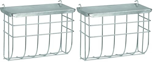 Kerbl Pet Metallheuraufe mit Deckel 25x17cm verzinkt zum Einhängen (Packung mit 2)