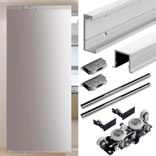 rail porte coulissante Rail de Porte Coulissante Invisible, Rail de Porte Coulissante Douceur avec Mécanisme Fermeture Amortie, Rail Porte Robuste Chambre Coucher(130cm/51.2in)