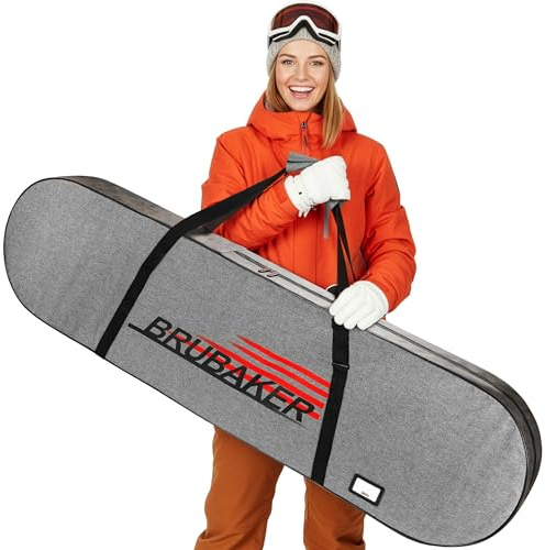 BRUBAKER Snowboardtasche Velocity Performance - Snowboard Aufbewahrung Tasche mit Verstellbarem Tragegurt und Namensschild - 170 x 14 x 40 cm - Snowboardbag - Schwarz, Grau und Rot