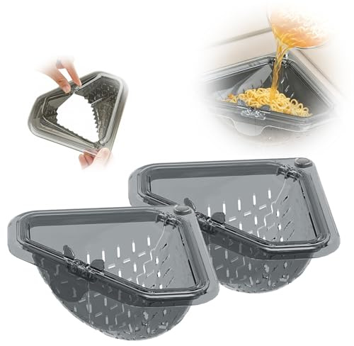 2 Pcs Panier Crépine D'évier Magnétique, Panier égouttoir Triangulaire Magnétique avec Fond Ouvert, Passoire Evier Cuisine d'angle à Ventouse Crépine, Panier Vidange Triangulaire Magnétique1