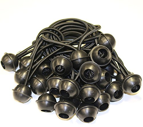 100 Stück Set Gummischlaufen Spanngummis zum Befestigen von Planen - Zeltgummis Expanderschlingen Bungees Spanner Planenspanner für Partyzelt Pavillon Zelt - schwarz, lang