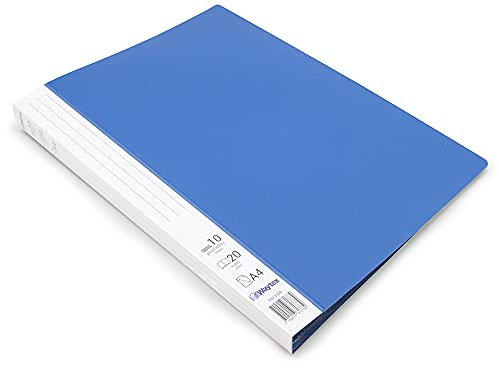 Waytex 931330B Protège Documents A4 20 vues Premium en Polypropylène Opaque Identifiable - 10 Pochettes transparentes - Bleu
