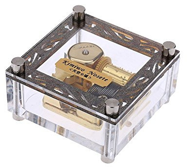 Youtang Spieluhr zum Aufziehen, 18 Noten, Acryl, transparent, Gold Movement, Tune:Beauty and the Beast