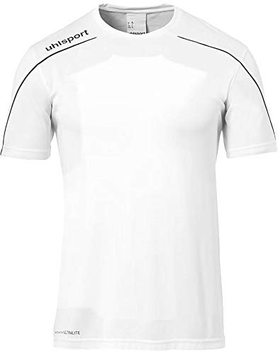 Uhlsport Stream 22 Short Sleeve Jersey Men, Cyan/White, Moisture Wicking Crew Neck Dry Tech, Size S