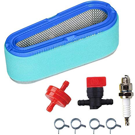 JJDD Carkio Ersatz-Luftvorfilter-Reiniger, Kraftstofffilter, Absperrventil, Klemmen mit Zündkerze für Briggs & Stratton 194702 195702 197702 28A702 28B702 28B707 8,5 PS – 11,5 PS vertikaler Motor