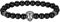 Flongo Herren Armband Männer Armreif aus Glas Kugel Edelstahl Armband Armkette Link Handgelenk Silber Schwarz Totenkopf Schädel Rosenkranz Perle Perlen Punk Biker
