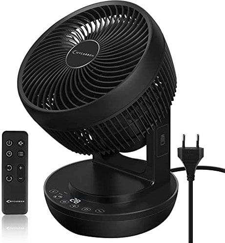 MYCARBON - Ventilador silencioso con mando a distancia, 1800 m³/h Turbo Power Temporizador oscilación horizontal y vertical de 4 velocidades Turbo ventilador de circulación de aire para oficina
