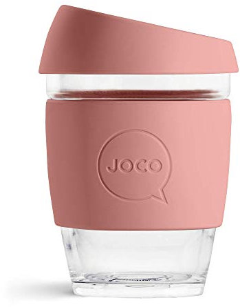 JOCO 12oz Glass Reusable Coffee Cup (Terracotta)