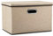 Prandom Contenedores de Almacenamiento Plegables de Tela de Yute con Tapas para el hogar, Dormitorio, Armario, Oficina, guardería (43 x 30 x 30 cm), Grande (1 Paquete)