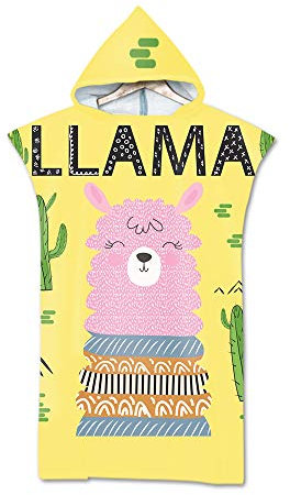 Strand Poncho mit Kapuze, DOTBUY Sommer Handtuch mit Spaß Alpaka Muster für Herren,Damen,Mikrofaser Groß Bademantel,Einfachen Wechsel Sport Surfing Strandtuch (75x110cm,H)