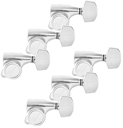 Fame 334SM Locking Tuners 6L Chrome, Stimm-Mechaniken für E-/Westerngitarre, Backlocking-Funktion, 1:18 Übersetzungsverhältnis, Passend für 6-in-Line Kopfplatten, 10mm Bohrungen, Deutscher Flügel,