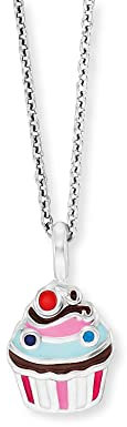 Herzengel Mädchen Kinder Halskette aus Sterling Silber und einem Anhänger mit buntem Muffin aus Emaille - Karabinerverschluss - längenverstellbar - nickelfrei