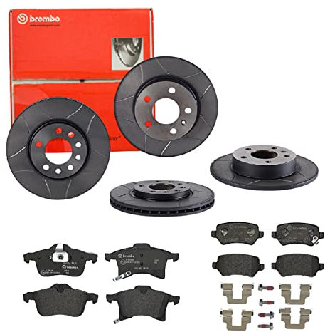 Brembo Bremsscheiben Max Line + Beläge Vorne + Hinten für Opel Meriva A Zafira B