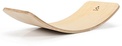GOPLUS Balance Board Holz, Kurviges Board mit Filzunterseite, Balancierbrett für Kinder und Erwachsene, 90 cm x 30cm
