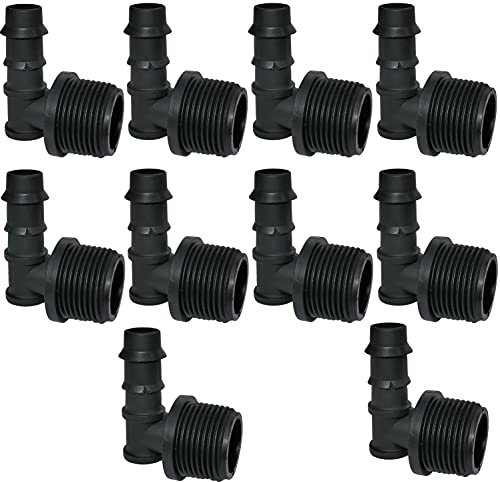 AERZETIX - Juego de 10 Puntas racores Codo acanaladas Ø16mm x 3/4'' Rosca Exterior para Manguera de jardín/riego (Multi Temporada) de Ø16mm Sistema por Goteo - C48732