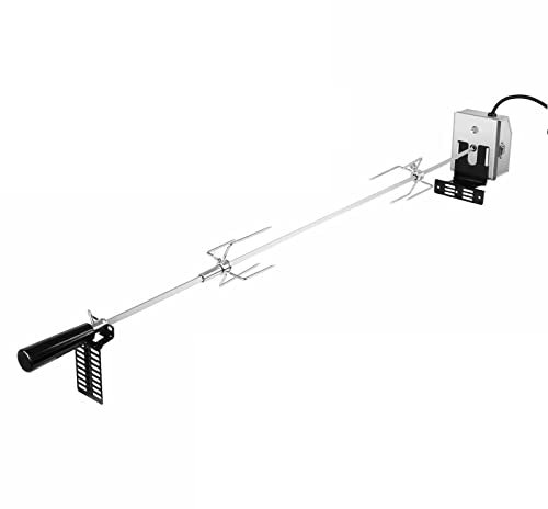 CEIEVER Elektrischer Grillspieß aus Edelstahl,Elektrischer Drehspieß，Hähnchenbräter Rotisserie Kit für BBQ Rotisserie, Drehspiess und Gasgrill
