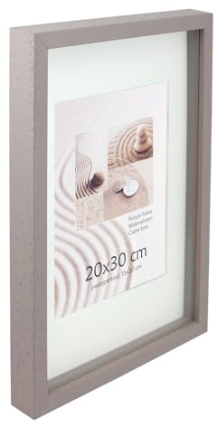 KM FOTO 3D Objektrahmen Holz Bilderrahmen Shirt Trikot Rahmen Collage Wanddeko Poster S223: Farbe: Taupe | Format: 24x30