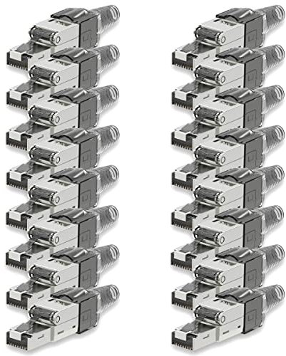 UC-Express 16 Stück Netzwerkstecker Cat 7 werkzeuglos CAT7 CAT7A RJ45 LAN UTP Kabel Stecker Grau ohne Werkzeug werkzeugfrei CAT6a CAT6 CAT5 Verlegekabel Patchkabel Netzwerkkabel Toolless Modular Plug
