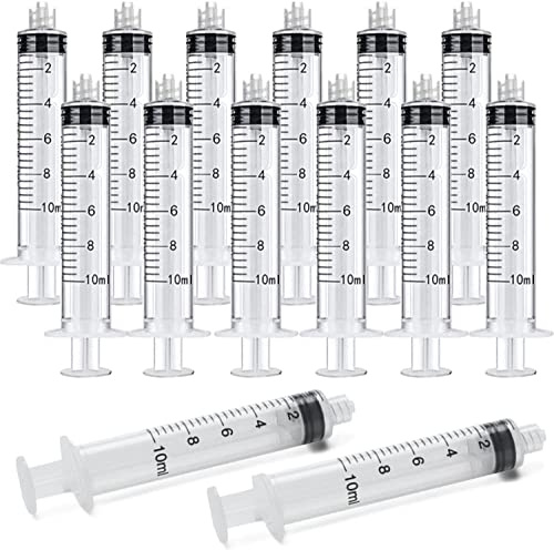 20 Stück 10ml Luer Lock Spritze,Einzeln Steril Versiegelt 10 ml Kunststoff Luer-Lock Spritze Ohne Nadel, Für Wissenschaftliche Laboratorien, Epoxidharz, Handwerk, Fütterung von Haustieren (10 ml)