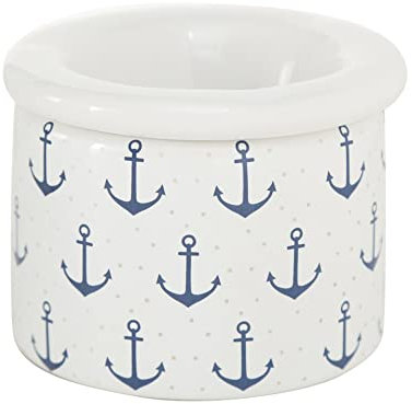 Seaside No.64 Aschenbecher mit Deckel Keramik Sturmaschenbecher Maritimes Design (Blau gepunktet Anker all over)