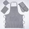 Double Oven Gloves Set with Apron Heat Resistant Oven Mitts for Home Kitchen Baking and Cooking, Butchers Stripe Pot Pan Tray Double Oven Gloves Set (Grey)