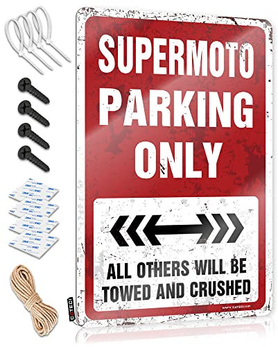 Lustige Alkoholschilder Supermoto Parking Only Blechschild Hinterhof Dekor Wanddekoration Vintage (Größe: 30 x 40 cm)