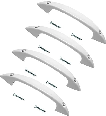 TERF® D-Shape Front Fix Pull Handle 100mm (4 inch) White Plastic Including Fixing Screw for Kitchen Cupboard Cabinet Drawer Wardrobe Door Pull Handle - Pack of 4