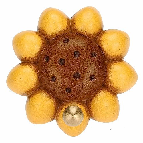 THUN - Portastrofinacci per Cucina a Forma di Primula in Ceramica Decorata a Mano, Linea Country, 6.3x6.3 cm h
