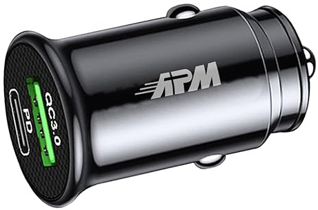APM 570353, Kfz-Ladegerät 38 W – USB-A Qc 3.0 18 W/USB-C Pd 20 W, Schwarz